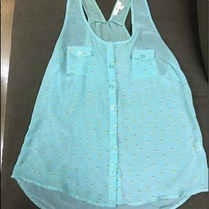blue sheer razor back tank